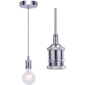 Does Not Apply Vintage Pendant Light Fitting,Industrial Chrome Ceiling Rose,Braided Flex E27 La Does Not Apply Vintage Pendant Light Fitting,Industrial Chrome Ceiling Rose,Braided Flex E27 La