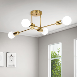 Does Not Apply Sputnik Ceiling Light, Vintage Gold Sputnik Chandelier 4 Lights E27 Mid-Century Does Not Apply Sputnik Ceiling Light, Vintage Gold Sputnik Chandelier 4 Lights E27 Mid-Century