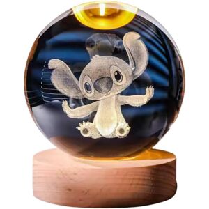 3d Stitch Lamp With Wooden Base – Led Night Light With Crystal Ball – Dimmable B 3d Stitch Lamp With Wooden Base – Led Night Light With Crystal Ball – Dimmable B