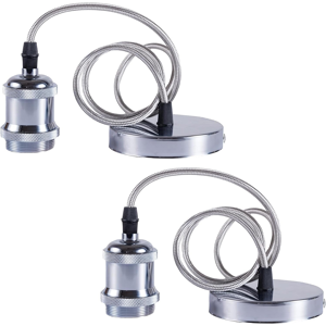 Does Not Apply E27 Pendant Light Fitting, 2 Pack Chrome Vintage Style Ceiling Rose Light Fittin Does Not Apply E27 Pendant Light Fitting, 2 Pack Chrome Vintage Style Ceiling Rose Light Fittin