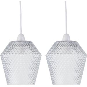 Firstchoicelighting Set Of 2 Clear Textured Glass Easy Fit Pendant Shades Ceiling Lightshades Firstchoicelighting Set Of 2 Clear Textured Glass Easy Fit Pendant Shades Ceiling Lightshades