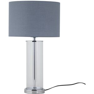 Firstchoicelighting Modern Chrome & Glass Table Lamp Bedside Light With Grey Cotton Shade Firstchoicelighting Modern Chrome & Glass Table Lamp Bedside Light With Grey Cotton Shade