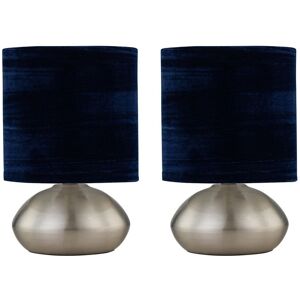 Firstchoicelighting Set Of 2 Brushed Chrome Touch Bedside Lamps Table Lights Navy Blue Velvet Shade Firstchoicelighting Set Of 2 Brushed Chrome Touch Bedside Lamps Table Lights Navy Blue Velvet Shade