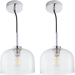 Does Not Apply Set Of 2 Clear Glass With Chrome Detail Ceiling Light Fittings, Modern Kitchen D Does Not Apply Set Of 2 Clear Glass With Chrome Detail Ceiling Light Fittings, Modern Kitchen D