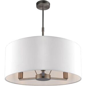 Endon Collection Daley 3-Light Ceiling Pendant - Vintage White Silk - Matt Nickel Endon Collection Daley 3-Light Ceiling Pendant - Vintage White Silk - Matt Nickel