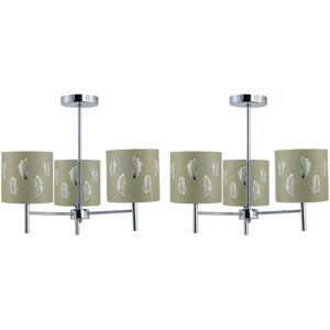 Firstchoicelighting Set Of 2 Modern Chrome Ceiling Light Fittings With Sage Green Fern Shades Firstchoicelighting Set Of 2 Modern Chrome Ceiling Light Fittings With Sage Green Fern Shades