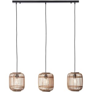 Loops Hanging Ceiling Bar Pendant Light Natural Bamboo Plywood & Matt Black 3x E27 Loops Hanging Ceiling Bar Pendant Light Natural Bamboo Plywood & Matt Black 3x E27