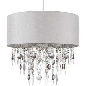 Does Not Apply Modern Large 40cm Easy Fit Ceiling Light Shade In Grey With Acrylic Jewel Drople Does Not Apply Modern Large 40cm Easy Fit Ceiling Light Shade In Grey With Acrylic Jewel Drople