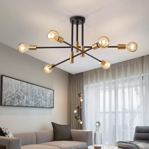 Does Not Apply Chandeliers Ceiling Light Sputnik Chandelier 6 Lights, Black And Gold Metal E27 Does Not Apply Chandeliers Ceiling Light Sputnik Chandelier 6 Lights, Black And Gold Metal E27