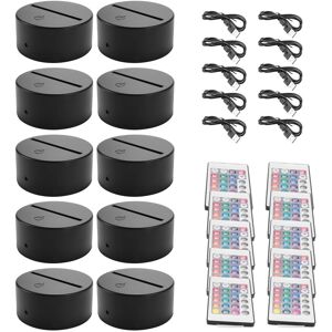 Sodial 3x(10 Pack 3d Night Led Light Lamp Base + Remote Control + Usb Cable, 162885 Sodial 3x(10 Pack 3d Night Led Light Lamp Base + Remote Control + Usb Cable, 162885