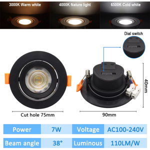 Does Not Apply 1-10pcs Led Surface Mounted Spot Downlight Cct 3000/4000/6500k Anti-Glare Ceilin Does Not Apply 1-10pcs Led Surface Mounted Spot Downlight Cct 3000/4000/6500k Anti-Glare Ceilin
