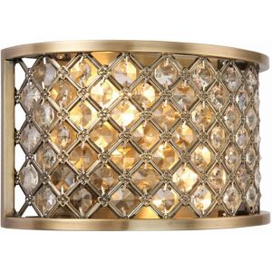 Wall Light In Antique Brass With Clear Crystal Glass Beads Dimmable Wall Lamp Wall Light In Antique Brass With Clear Crystal Glass Beads Dimmable Wall Lamp