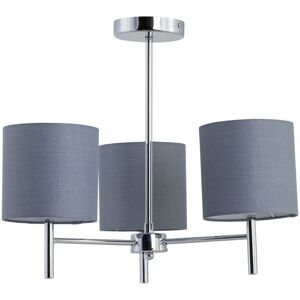 Firstchoicelighting Modern Chrome Ceiling Light Fitting Semi Flush Grey Cotton Shades Firstchoicelighting Modern Chrome Ceiling Light Fitting Semi Flush Grey Cotton Shades