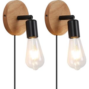 Modern 2pcs Led Wall Lamp - Vintage Steampunk Plug In Cord Adjustable Wood Wall Modern 2pcs Led Wall Lamp - Vintage Steampunk Plug In Cord Adjustable Wood Wall