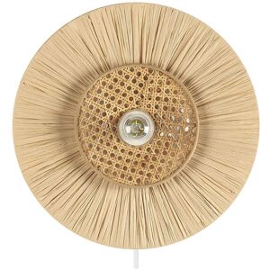Beliani Wall Lamp Natural Paper Textured Shade Japandi Natural Style Accent Light - Wall Lamp Beliani Wall Lamp Natural Paper Textured Shade Japandi Natural Style Accent Light - Wall Lamp