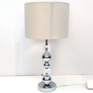 Litecraft Table Lamp Stacked Ball B22 Base With Cream Shade - Chrome Clearance Litecraft Table Lamp Stacked Ball B22 Base With Cream Shade - Chrome Clearance