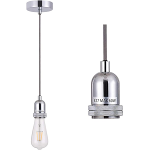 Does Not Apply Silver Chrome Ceiling Pendant Light Fitting, Twisted Braided Flex,E27 Lamp Holde Does Not Apply Silver Chrome Ceiling Pendant Light Fitting, Twisted Braided Flex,E27 Lamp Holde