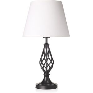 Happy Homewares Traditional Matte Black Table Lamp With Barley Twist Base And White Linen Sha... Happy Homewares Traditional Matte Black Table Lamp With Barley Twist Base And White Linen Sha...