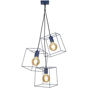 Litecraft Nico Ceiling Pendant 3 Light With Cube Wire Frame Shades - Navy Blue Litecraft Nico Ceiling Pendant 3 Light With Cube Wire Frame Shades - Navy Blue