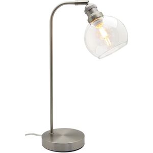Long Life Lamp Company Modern Vintage Glass Globe Brushed Steel Table Desk Bedside Lamp H3004 Long Life Lamp Company Modern Vintage Glass Globe Brushed Steel Table Desk Bedside Lamp H3004