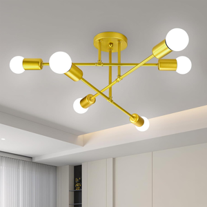 Does Not Apply Chandelier Sputnik Ceiling Light, 6 Lights E27 Gold Modern Chandelier, Semi-Flus Does Not Apply Chandelier Sputnik Ceiling Light, 6 Lights E27 Gold Modern Chandelier, Semi-Flus