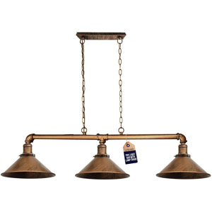 Does Not Apply Industrial 3 Head Pipe Ceiling Pendant Light Brushed Copper E27 Cone Metal Lamp Does Not Apply Industrial 3 Head Pipe Ceiling Pendant Light Brushed Copper E27 Cone Metal Lamp
