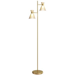 Homcom Standing Lamp With Adjustable Dual Head, Modern Floor Lamp, Gold Tone Homcom Standing Lamp With Adjustable Dual Head, Modern Floor Lamp, Gold Tone