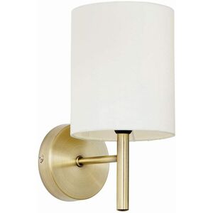 Single Wall Light, Antique Brass Finish With Cream Faux Silk Shades Single Wall Light, Antique Brass Finish With Cream Faux Silk Shades