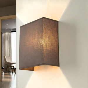 Does Not Apply Wall Lamp Fabric In Taupe Bedroom Hallway W:21 Cm E27 Up & Down Angular Low Glar Does Not Apply Wall Lamp Fabric In Taupe Bedroom Hallway W:21 Cm E27 Up & Down Angular Low Glar