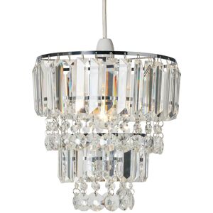 Litecraft Light Shade 26.5 Cm Crystal Effect Pendant Easy Fit Lampshade - Chrome Litecraft Light Shade 26.5 Cm Crystal Effect Pendant Easy Fit Lampshade - Chrome