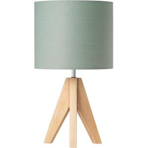Edishine 36cm Bedside Lamp, Wood Tripod Table Lamp With Bean Green Linen Lampsh Edishine 36cm Bedside Lamp, Wood Tripod Table Lamp With Bean Green Linen Lampsh
