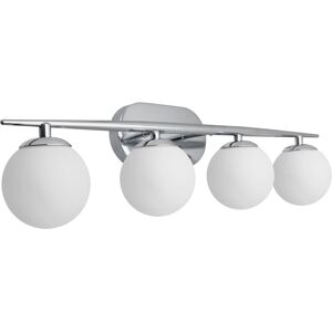 Modern Chrome 4 Light Wall Light Sconce Frosted Glass Globe Wall Lamp Indoors H3 Modern Chrome 4 Light Wall Light Sconce Frosted Glass Globe Wall Lamp Indoors H3
