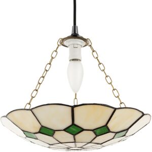 Happy Homewares Classic Amber Stained Glass Tiffany Pendant Lighting Shade With Green Diamond... Happy Homewares Classic Amber Stained Glass Tiffany Pendant Lighting Shade With Green Diamond...