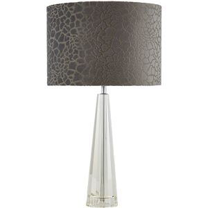 Litecraft Rafael Table Lamp Crystal Effect Base With Grey Drum Shade - Clear Litecraft Rafael Table Lamp Crystal Effect Base With Grey Drum Shade - Clear
