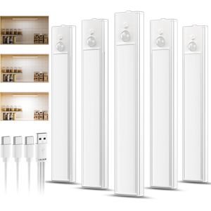 Branded 5 Pack Rechargeable Under Cupboard Kitchen Lights, Dimmable Cabinet Light Type-C Branded 5 Pack Rechargeable Under Cupboard Kitchen Lights, Dimmable Cabinet Light Type-C