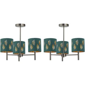 Firstchoicelighting Set Of 2 Modern Antique Brass Ceiling Light Fittings With Dark Green Fern Shades Firstchoicelighting Set Of 2 Modern Antique Brass Ceiling Light Fittings With Dark Green Fern Shades