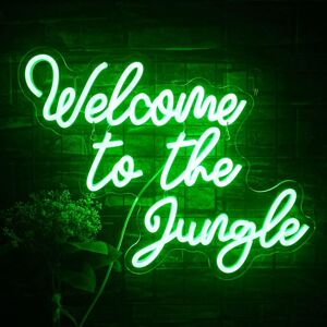 Ineonlife Welcome To The Jungle Neon Sign Green Led Word Neon Light Signs For Wall Decor Ineonlife Welcome To The Jungle Neon Sign Green Led Word Neon Light Signs For Wall Decor