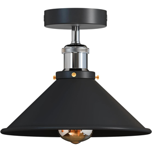 Does Not Apply Vintage Ceiling Light Semi Flush Mount Industrial Metal 22cm Black Inner White E Does Not Apply Vintage Ceiling Light Semi Flush Mount Industrial Metal 22cm Black Inner White E