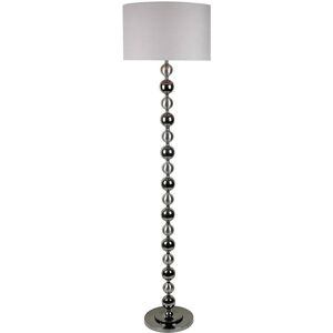 Litecraft Floor Lamp Stacked Ball Base With Grey Shade - Black Chrome Clearance Litecraft Floor Lamp Stacked Ball Base With Grey Shade - Black Chrome Clearance