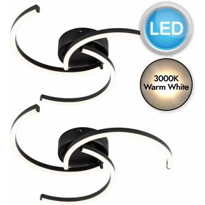 Firstchoicelighting Set Of 2 Modern Led Ceiling Lights Black Light Fittings Led Curve Design Firstchoicelighting Set Of 2 Modern Led Ceiling Lights Black Light Fittings Led Curve Design
