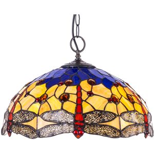 Litecraft Tiffany By Tiff Ceiling Pendant 41.5cm Dragonfly Dome Shaded E27 2 Light - Brass Litecraft Tiffany By Tiff Ceiling Pendant 41.5cm Dragonfly Dome Shaded E27 2 Light - Brass