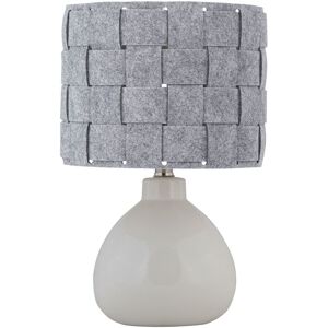 Firstchoicelighting Modern White Ceramic 43cm Table Lamp Bedside Light With Grey Felt Shade Firstchoicelighting Modern White Ceramic 43cm Table Lamp Bedside Light With Grey Felt Shade