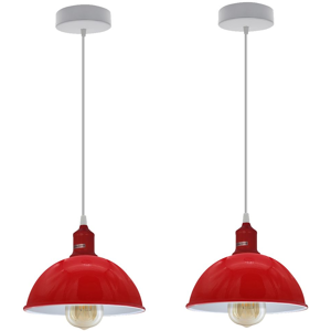 Brand Model - Dome Shaped Red Loft Metal Pendant Light - Pendant Light Brand Model - Dome Shaped Red Loft Metal Pendant Light - Pendant Light