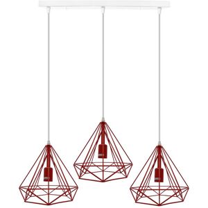Ledsone 3 Head Red Rectangle Base Vintage Industrial E27 Ceiling Hanging Light Cage Ledsone 3 Head Red Rectangle Base Vintage Industrial E27 Ceiling Hanging Light Cage