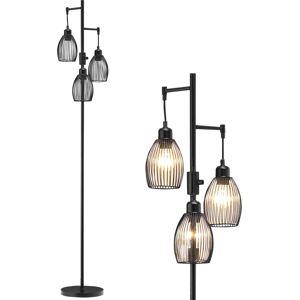 Homcom Industrial 3-Light Floor Lamp Dimmable Standing Lamp For Living Room Homcom Industrial 3-Light Floor Lamp Dimmable Standing Lamp For Living Room