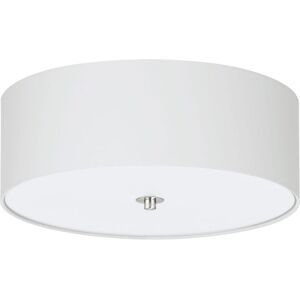 Thatcable Flush Ceiling Light Colour Satin Nickel Shade White Fabric Glass Bulb E27 3x60w Thatcable Flush Ceiling Light Colour Satin Nickel Shade White Fabric Glass Bulb E27 3x60w