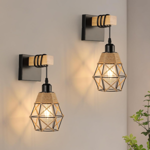 Does Not Apply Wall Lights Indoor 2-Pack, Vintage Wood Wall Lamp Black, E27 Sconce Lights, Indu Does Not Apply Wall Lights Indoor 2-Pack, Vintage Wood Wall Lamp Black, E27 Sconce Lights, Indu