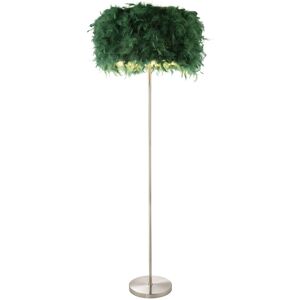 Happy Homewares Modern And Chic Real Green Feather Floor Lamp With Satin Nickel Base And Swit... Happy Homewares Modern And Chic Real Green Feather Floor Lamp With Satin Nickel Base And Swit...