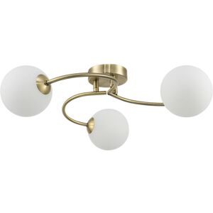 Happy Homewares Modern 3-Arm Antique Brass Ceiling Light With Opal Swirl Glass Spherical Shad... Happy Homewares Modern 3-Arm Antique Brass Ceiling Light With Opal Swirl Glass Spherical Shad...