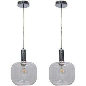 Firstchoicelighting Set Of 2 Chrome Ceiling Lights Kitchen Dining Pendants Clear Glass Firstchoicelighting Set Of 2 Chrome Ceiling Lights Kitchen Dining Pendants Clear Glass